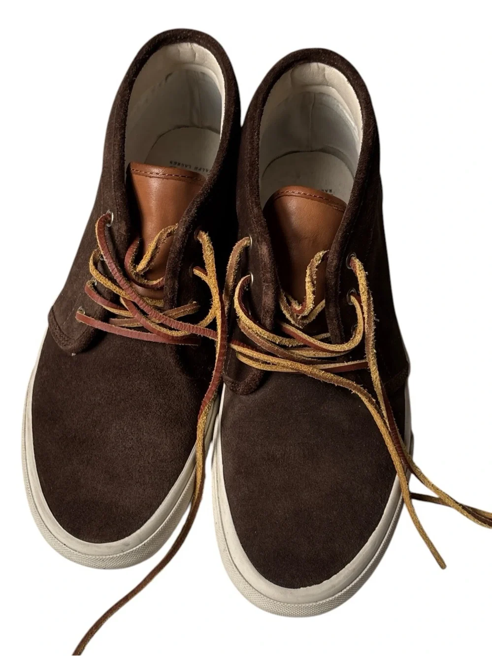 Polo by Ralph Lauren Keaton Brown Suede Chukka Boots Lace Up Debossed Pony Logo